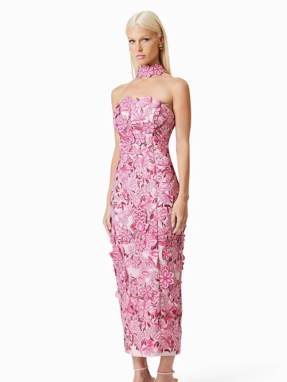 OMR x ELLIATT: Roseate Cocktail Midi Dress In Pink